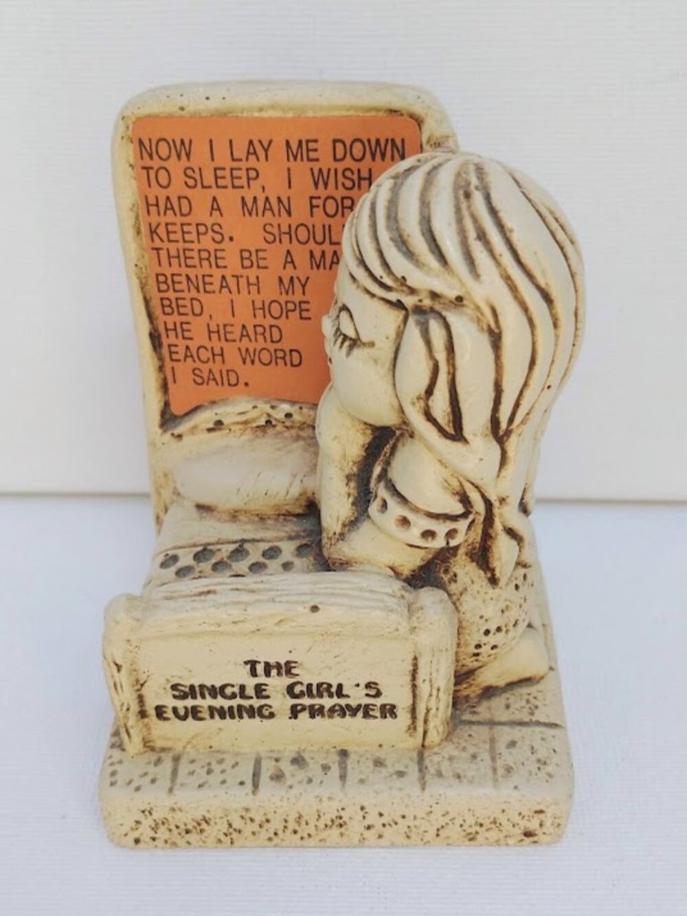 Vintage 1972 Paula Figurine The Single Girl's Prayer Statuette Novelty Decor